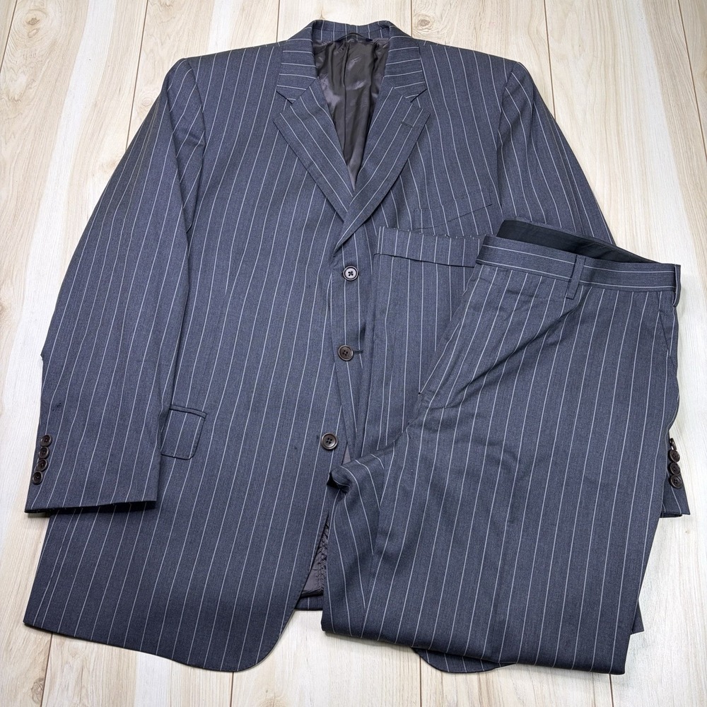 Brooks Brothers 1818 REGENT Striped Wool Suit Mens Size 46R 40x29 Gray